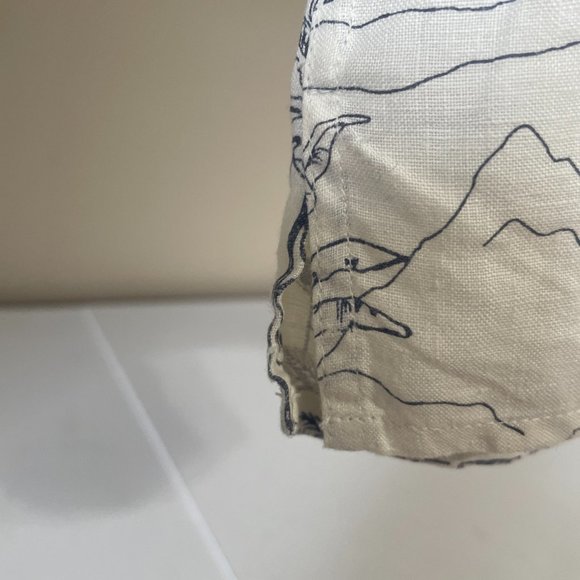 Pusser's Linen Light Beige Black Hawaiian Print Short Sleeved Button Up Shirt XL - Picture 6 of 10